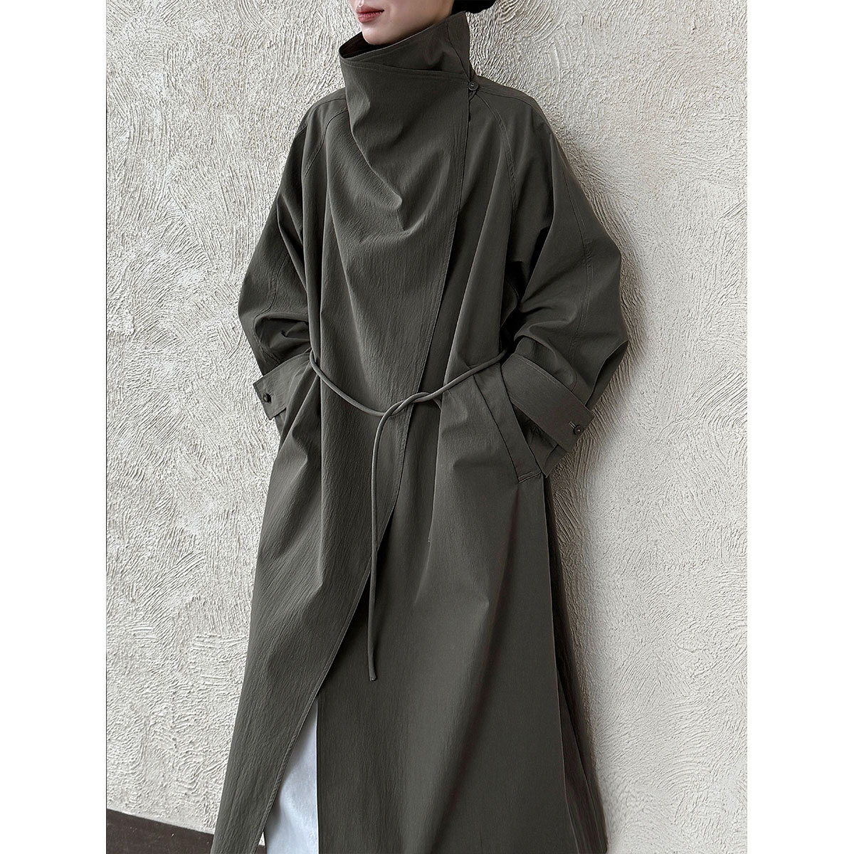 Vintage Windbreaker Nylon - レディース ロングウィンドブレーカー 2026年新作 スタンドカラー トレンチコート ヴィンテージ風