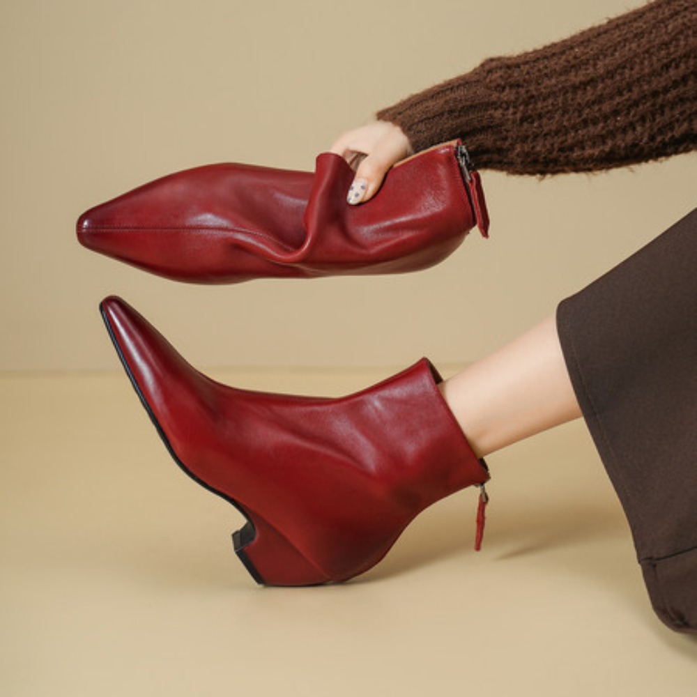 ストリートスタイル ヴィンテージ ポインテッドトゥ ジッパー - Vintage Fashion Online のレビューと価格